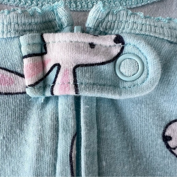 Carter’s Easter Bunny Zip Front One-Piece Footed Sleeper Baby 6 Months Blue GUC - Picture 7 of 11